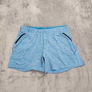 Liberty Pro Shorts Women XL Blue Stretch Zip Pocket Athletic Gym Running Workout